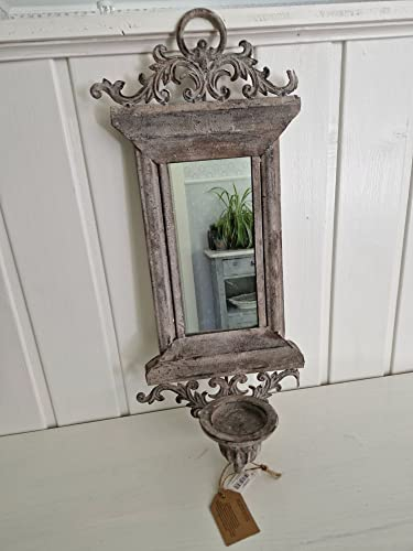 Wandspiegel Vintage mit Kerzenhalter Shabby Chic Metall 25,5x13,5x55 cm