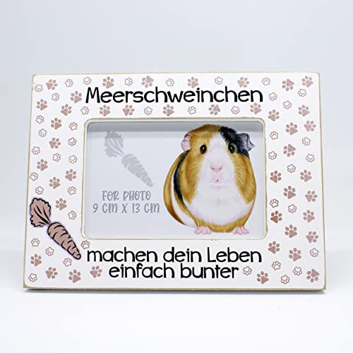 power gift - Bilderrahmen mit MEERSCHWEINCHEN Motiv und Spruch. Fotorahmen zum Aufstellen und Aufhängen. Wohnungsdekoration. Geschaffen für alle Meerschweinchen Besitzer.