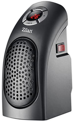 Zilan Mini Radiateur Soufflant | Minuteur 12h | Affichage Numérique LCD | 400W | Chauffage Électrique | Céramique | Cool-Touch | Radiateur