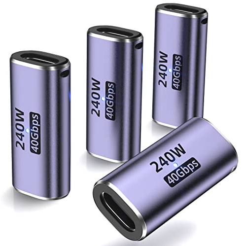 DuHeSin USB-C-Kupplung (4 Stück) Buchse auf Buchse Adapter Mit PD 240W 40Gbps 8K 60hz Video Kompatibel für Thunderbolt 4/3, MacBook Pro/Air, USB-C HUB, Magsafe und Weitere Typ-C-Geräte