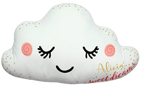 minimutz Kissen Wolke 'Sweet Dreams' mit Name Bedruckt | Dekokissen 40x22 cm Wolkenform Geschenk | Zierkissen Kuschelkissen Plüsch