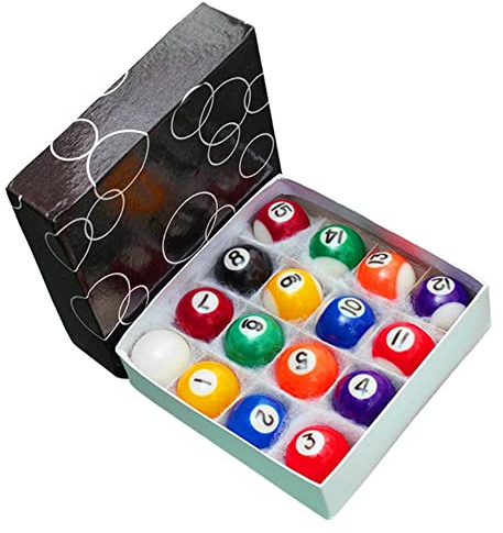 Graootoly Professional 25mm Children Table Balls Set Resin Small Pool Cue Balls Full Set 16 Pcs Mini Billiard Balls Set
