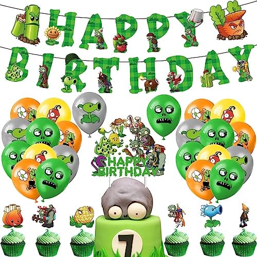 Plants Birthday Decoration Zombies Birthday Party Supplies Plants Vs Zombies Birthday Decorations Zombies Balloons Birthday Zombies Birthday Balloons Pvz Cake Decorations Plants Birthday Banners