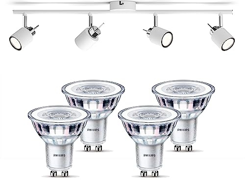 Philips Meranti Aufbaustrahler (Weiß) - Warmweißes Licht - Deckenstrahler 4 Flammig - GU10 - SceneSwitch - Einfach dimmbar mit Ihrem klassischen Schalter