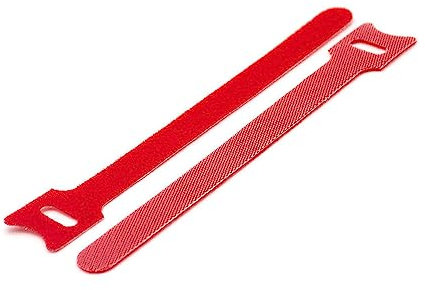 100st Kabelbinder Klett, Kabelbinder Klettverschluss, Wiederverwendbare Kabelbinder Mit Klett, Verstellbare Schnurbinder Gurt Klettbänder (200mm - Rot)