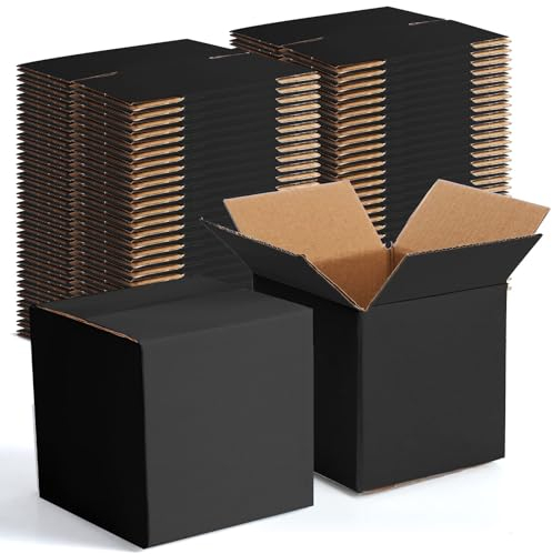 Yeaqee 72 Pcs 4x4x4 Inches Black Cardboard Shipping Boxes