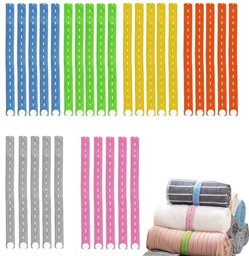 30 Piezas Almacenamiento de Ropa Banda Elástica de Goma Plana, Banda de Almacenamiento de Ropa Enrollable, Bandas Elásticas de Costura con Ojales, Banda Elástica Con Ojales Correa