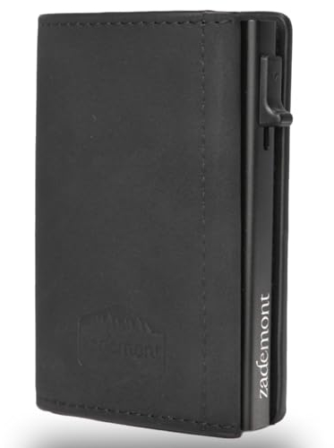 zademont Geldbörse Herren ohne Münzfach | Portmonee Herren | Slim Wallet Herren mit Kartenetui | Geldbeutel zum Verschenken | Elegante Brieftasche (Ohne Münzfach, Black)