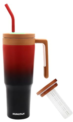 WATMHHJQ Tumbler Thermobecher 40 Unze mit Henkel Strohhalm,Isolierbecher doppelwandige Vakuum, Kaffeebecher für unterwegs,Autobecher, Trinkbecher, Reisebecher