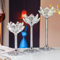 Kristall Lotusblume Kerzenständer, 3 kleine Silberne Teelichthalter, transparenter Silber-Kerzenständer, geeignet für Hochzeit, Partys, Weihnachten, Kaminsimsdekoration und mehr. (weiß)