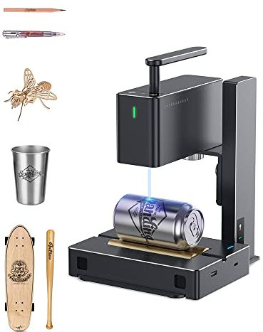 LaserPecker 2 (Pro) Laser Graviermaschine + Rotationswalze + Schutzabdeckung, 5W Lasergravur Maschine 600mm/s 0.05mm Punkt präzis Laser Engraver Cutter für Holz Leder Lackiertes Metall, 100mm*2000mm