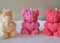 Rose Bear Scented Candle/Flower Teddy Candle/Handmade Soy Candle (Pink)