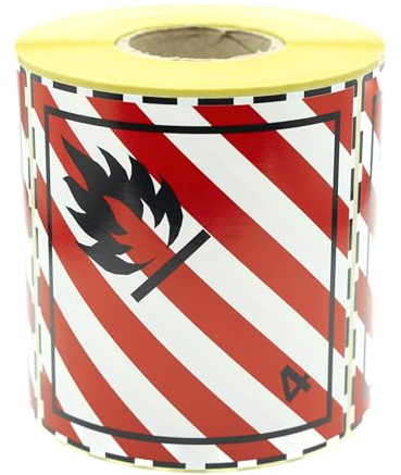 MD Labels 500 Gefahrgutetiketten Klasse 4.1 - Entzündbare feste Stoffe ADR 100x100mm