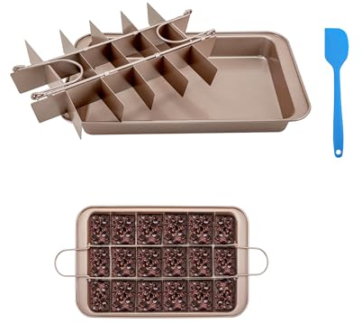 YKUKIZEE Non Stick Brownie Trays for Baking with Dividers, 18-Cavity Brownie Pan Removable, Carbon Steel Brownie Tin Brownies Baking Tray with Precut Slices for Cupcake Cake Muffin 31.5x19.3x3.5 cm
