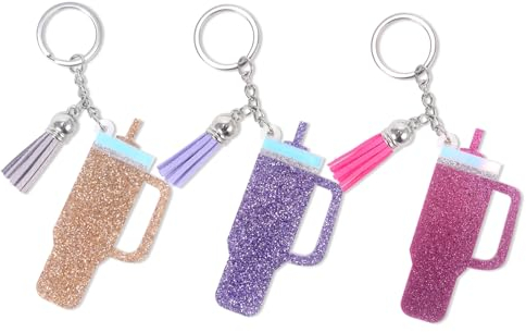 MEIJIAYOU - Miniature Keychain for Stanley Tumbler, Mini Cup for Bags, School Bag, Stanley Accessories, Metallic, Minor, Metallic, Minor