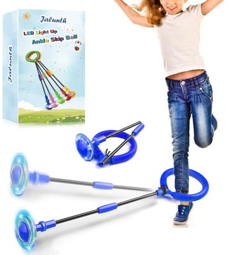 Jalunth Springring Fußkreisel Swing Wheel Outdoor Draußen Garten Draussen Blinkt Skip Ball Spielzeug Spiele Kinder Erwachsene Junge Mädchen 5 6 7 8 9 10 11 12 13 Jahre Kindertag Geschenk mit Lichtrad