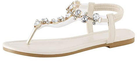 Sandalen Damen Sommer Bequem,Strass Bohemia Flache Sandalen,Gummiband Slingback Zehentrenner,Comfort Flip Flops,Flach Rutschfest Strandschuhe,Licht Sommersandalen,Mode Sandalen Damensandalen