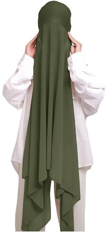 Lina & Lily Chiffon Instant Hijab mit Jersey Unterkappe, Damen Kopftuch Set mit Bindeband (Olivgrün)