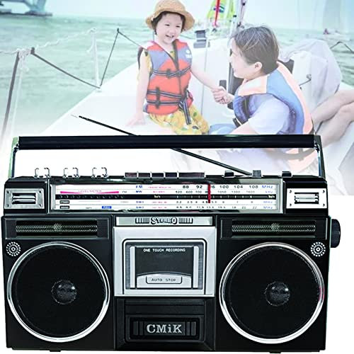 Portable CD Cassette Player with Bluetooth, FM Radio, USB MP3 Playback - Boombox with Remote Control, Headphone Jack - Compact Playable for Home, Car