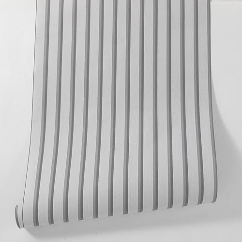 Swehooirt Light Gray Wallpaper for Living Room Feature Wood Slat Wallpaper Light Gray Wood Effect Wall Paper Roll Bedroom Wallpapers for Adults Retro Wall Panelling Lounge Wooden Walls Panels