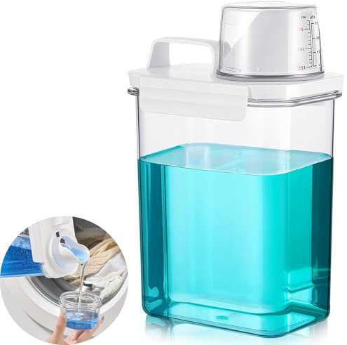 YQBFTC 1800ml Waschmittel Aufbewahrung mit Messbecher,Waschmittel Waschpulver Aufbewahrungsbox,Luftdichter Waschmittelspender,Mehrzweck Waschmittelbox für WaschPulver,Wäscheparfüm,Getreide Reis