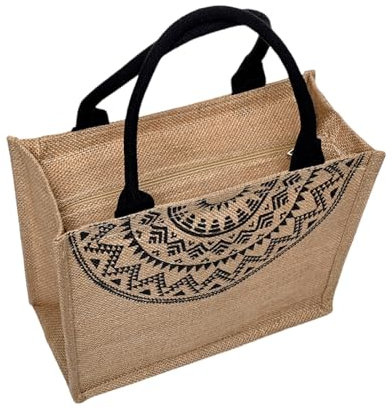 Eleeonora Borse Juta da Rivestire,Borsa Portatile in Iuta,Borsa Shopper di Iuta,Borsa della Spesa in Iuta,Portatile,Impermeabile,Pieghevole,per Picnic,Viaggi,Shopping,Spiaggia E Tutti I Giorni