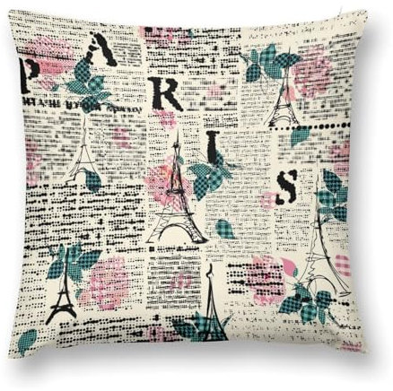 Niapessel Couch-Kissenbezüge, 45,7 x 45,7 cm, quadratisch, dekorativer weicher Plüsch-Kissenbezug für Couch und Bett, Zeitung von Paris