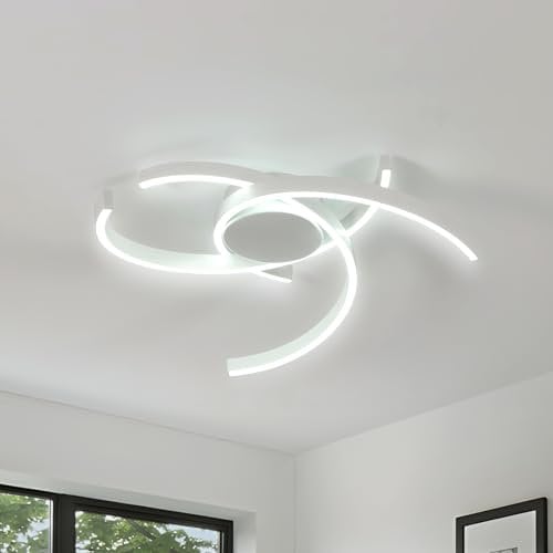 Comely Plafoniera LED a soffitto, bianca, potenza di 45W. Design curvo moderno ed elegante. Luce bianca 6500K, adatta ad ogni ambiente, come: camera da Letto o soggiorno. Lunghezza: 60 cm.