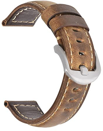 LUGEMA Mode ölwachs echtes leder uhrband 19mm 20mm 21mm 22mm 23mm 24mm uhr windgurte armbands gürtel braun blau schwarz(Crazy horse brown2,23mm)