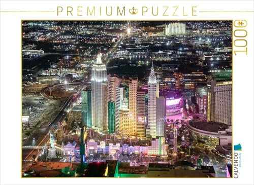 CALVENDO Puzzle Las Vegas Skyline bei Nacht | 1000 Teile Lege-Größe 64 x 48 cm Foto-Puzzle für glückliche Stunden