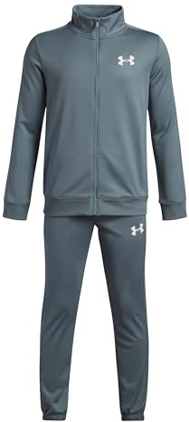 Under Armour Bambino Rival Knit Tracksuit, Tuta completa da ginnastica con tasche, Completo felpa e pantaloni sportivi traspiranti per allenamento, educazione fisica e atletica,Jasper Blue/White,YMD