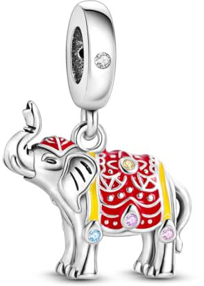 Süße Tiere Charm 925 Sterling Silber Charms Anhänger für Armband Bär charm anhänger Hunde Charm, Kompatibel mit Europäischen Armbändern für Frauen Schmuck Geschenk (Indischer Elefant Bead Charms)