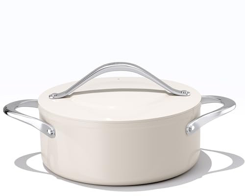CookinCraze Suppentopf aus Keramik mit Deckel (4,5 qt, 24,1 cm), antihaftbeschichteter Dutch Oven für Induktionsherde, keramikbeschichteter Suppen- und Nudeltopf, spülmaschinen- und ofenfest bis 260 °