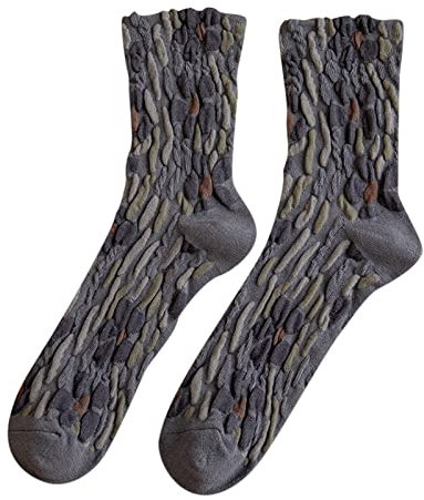 Damen-Socken für Herbst und Winter, ethnisch, französisch, mittelhoch, niedlich, grau, Einheitsgröße