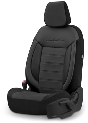 Generisch Leder Stoff Auto Sitzbezug Sitschoner Schonbezug Universal Komfortabel Schwarz XAPLOT00758-L4