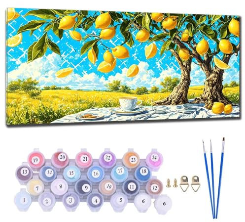 Peinture par Numéro pour Adulte, Grand Peinture Numero Adulte Citron Kit de Bricolage numéro d'art, Kit de Peinture par Numéros pour Enfants à Partir de 6, 7, 8, 9, 10, 11 Cadeau Enfant 20x40cm X-0