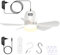 Gliztech Ventilator Lampe 50cm Deckenventilator mit Beleuchtung mit 5m Netzstecker und Fernbedienung Lüfterleuchte, Geeignet für Schlafzimmer, Terrasse, Sonnenschirm, Werkzeugraum, Pavillon, Vordach