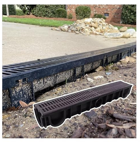 JIURUOZ Entwässerungsrinne, Bodenrinne, Schlitzrinne, Robuste Kanalabflusssysteme aus Kunststoff, Regengraben-Gitterabdeckung for den Innen- und Außenbereich(100cmx15cmx15cm)