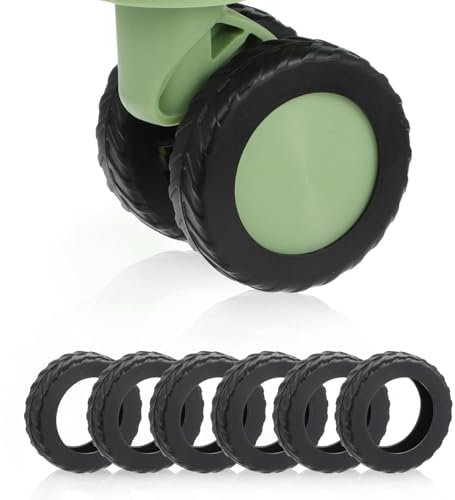 HJZHII 8 unidades de protección para maletas, accesorios para maleta, cubierta protectora para rueda de equipaje, para evitar el polvo, arañazos, reducción de ruido, Negro , 5.4cm/2.1in
