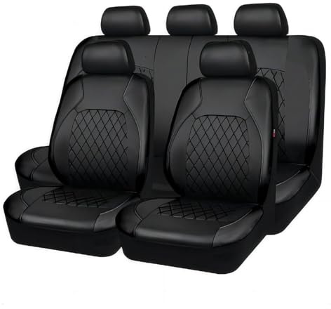 WQLTTFC 9 Stück Autositzbezüge für Mercedes Benz EQT (W420) 2023 2024 2025, Auto Sitzbezüge Sets Wasserdicht Rutschfester Leder Autositzkissen Innenraum Zubehör,Black