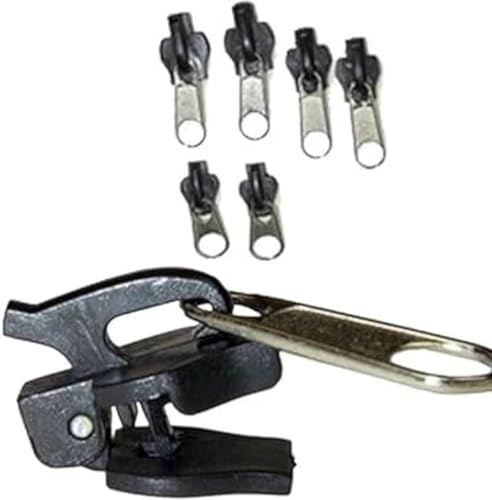Reißverschluss Reparaturset 6-tlg. – Edelstahl Zipper-Schieber and Zähne für Kleidung and Taschen (Haushalt/Outdoor/Koffer)