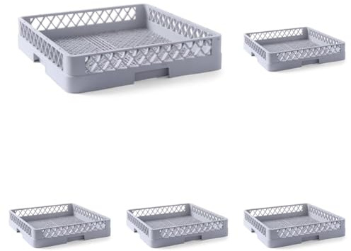 HENDI Spülkorb, Spülmaschinenkorb, Geschirrspülkorb, universal, feinmaschig, Polypropylen, 500x500x(H) 100 mm, grau (Packung mit 5)