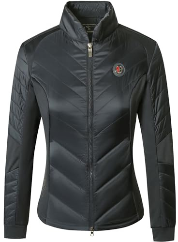 Covalliero - Damen Combijacke Anniversary – Übergangsjacke mit Kragen – Steppjacke mit 2-Wege-Reißverschluss & 2 Einschubtaschen – leichte & atmungsaktive Reitjacke in Graphite – XS-XL