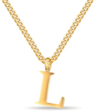 XWN Goldkette mit Buchstaben L,14K Gold Vergoldet Initial Halskette,Edelstahl Kette mit L,Gold kettenanhänger kette für Damen