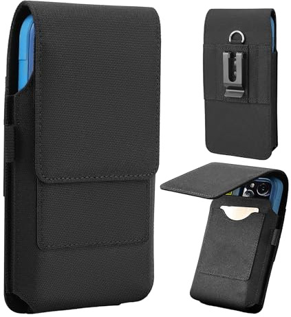 BECPLT Nylon Holster Compatible with Galaxy S25 Ultra S24/S23/S22/S21/S20 Ultra A17 A16 Motorola Moto G56 G Power Black Cell Phone Belt Holder for Men