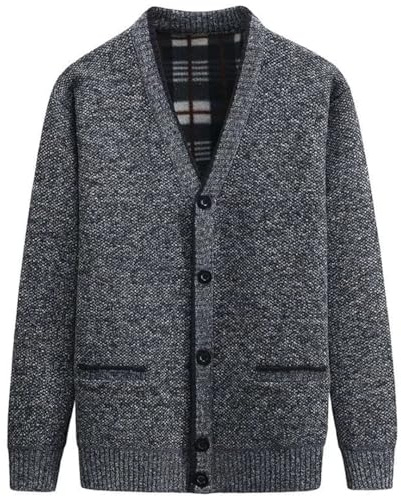 yuyungongsi Men's Cardigans with Buttons Classic Mens Cardigans for Men UK with Pockets Gentleman v Neck Mens Jumper Grey Black Knitted Sweatshirts Jumpers for Men UK