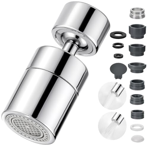 360° Wasserhahn Aufsatz Schwenkbar, M22/M24 Drehbare Wassersparer mit 2 Strahlarten Perlatoren Wasserhahn Verlängerung Luftsprudler für Küche Bad