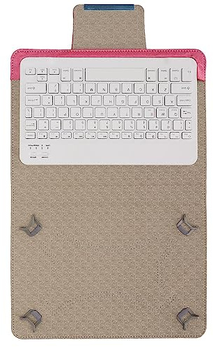 Bewinner Clavier sans Fil Portable étanche avec étui et Support en Cuir, Clavier Bluetooth Compact de 10 Pouces pour Ordinateur de Bureau, Ordinateur Portable, Rose Rouge