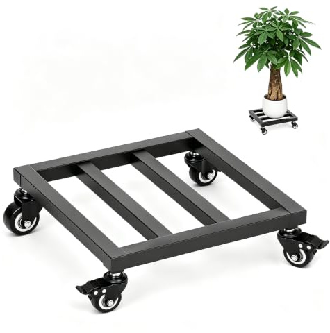 Bcuuozeeing Pflanzenroller Outdoor 30x30 cm Rollbrett Pflanzen Bis 200 kg Schwerlast Eckig Blumentopf Pflanzen Blumen Untersetzer mit Rollen für Balkon und Garten, Sonnenschirmständer, Pflanzentopf