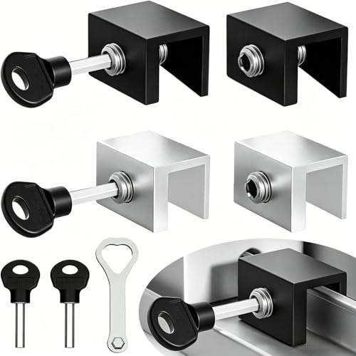SVOCK 4Pcs Sliding Window Lock, 16mm Short Adjustable Sliding Window Locks Sliding Window Security Locks, Window Limit Stopper Sliding Doors Lock with 3 Key, Window Restrictors No Drilling for Home
